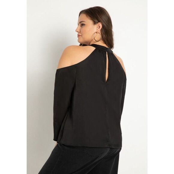 NEW Eloquii Halter Cross Neck Top size 26 Black Blouse - Picture 2 of 12